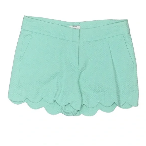 Size 6 (Petite) Crown & Ivy Teal Textured Scalloped Shorts 6P - Picture 1 of 11